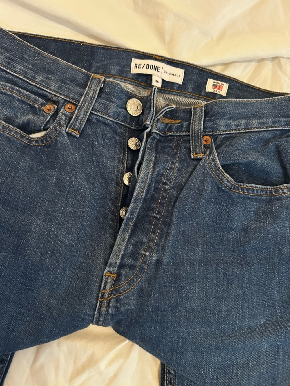 Re/Done High Rise Jeans - Dark Blue 90’s High Rise ankle crop. Size 26. - Picture 7 of 14